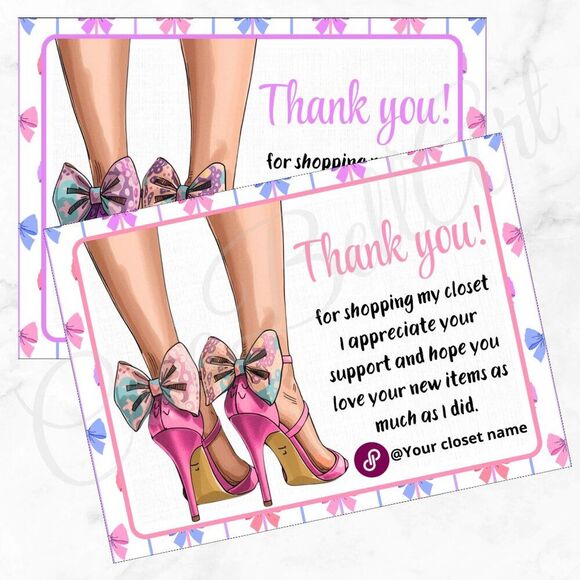 100 Pack High Heels Thank You Insert Cards - Small Business Card 4" x 3" - Picture 4 of 8